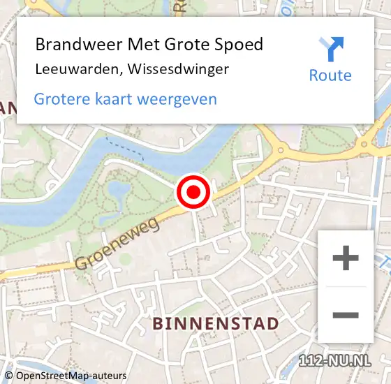 Locatie op kaart van de 112 melding: Brandweer Met Grote Spoed Naar Leeuwarden, Wissesdwinger op 31 maart 2018 21:09