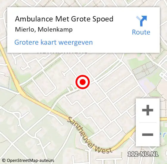 Locatie op kaart van de 112 melding: Ambulance Met Grote Spoed Naar Mierlo, Molenkamp op 31 maart 2018 22:02