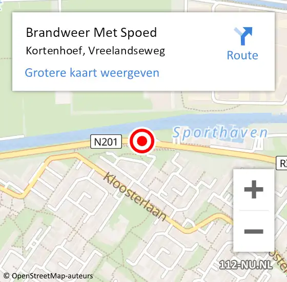 Locatie op kaart van de 112 melding: Brandweer Met Spoed Naar Kortenhoef, Vreelandseweg op 31 maart 2018 22:53