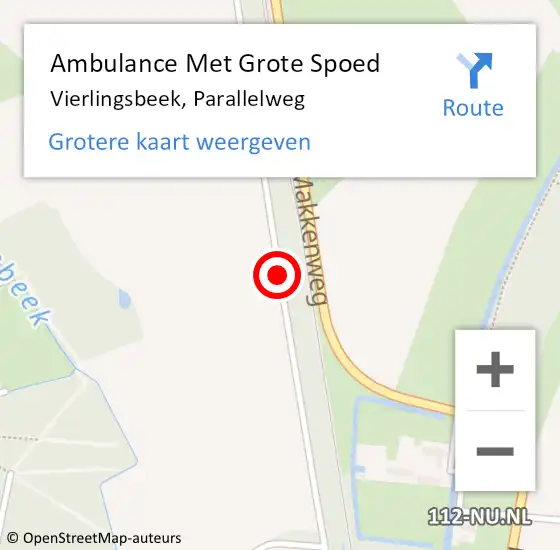 Locatie op kaart van de 112 melding: Ambulance Met Grote Spoed Naar Vierlingsbeek, Parallelweg op 31 maart 2018 23:05