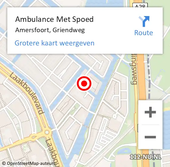 Locatie op kaart van de 112 melding: Ambulance Met Spoed Naar Amersfoort, Griendweg op 31 maart 2018 23:53
