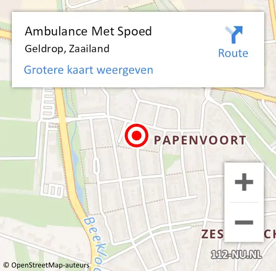 Locatie op kaart van de 112 melding: Ambulance Met Spoed Naar Geldrop, Zaailand op 1 april 2018 00:20