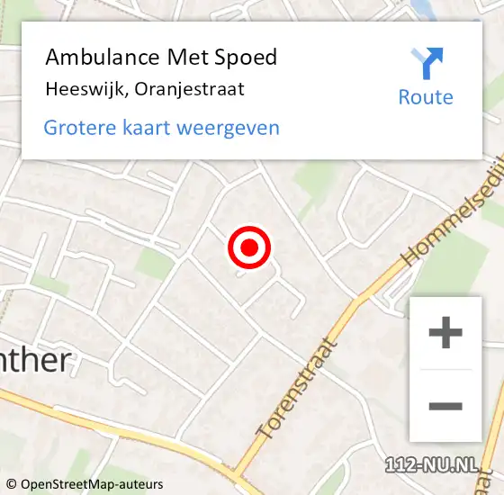 Locatie op kaart van de 112 melding: Ambulance Met Spoed Naar Heeswijk, Oranjestraat op 1 april 2018 00:29