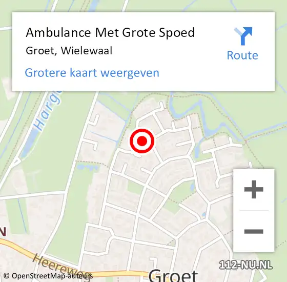 Locatie op kaart van de 112 melding: Ambulance Met Grote Spoed Naar Groet, Wielewaal op 1 april 2018 00:38