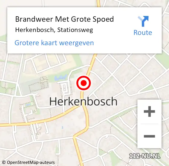 Locatie op kaart van de 112 melding: Brandweer Met Grote Spoed Naar Herkenbosch, Stationsweg op 1 april 2018 00:39