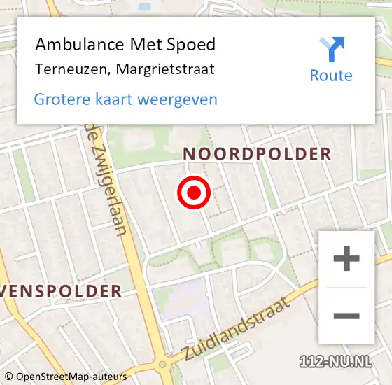 Locatie op kaart van de 112 melding: Ambulance Met Spoed Naar Terneuzen, Margrietstraat op 1 april 2018 00:43