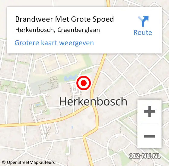 Locatie op kaart van de 112 melding: Brandweer Met Grote Spoed Naar Herkenbosch, Craenberglaan op 1 april 2018 00:49