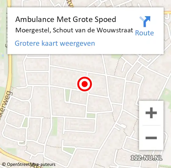 Locatie op kaart van de 112 melding: Ambulance Met Grote Spoed Naar Moergestel, Schout van de Wouwstraat op 1 april 2018 01:33
