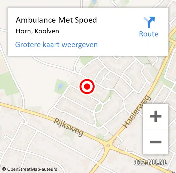 Locatie op kaart van de 112 melding: Ambulance Met Spoed Naar Horn, Koolven op 1 april 2018 02:54