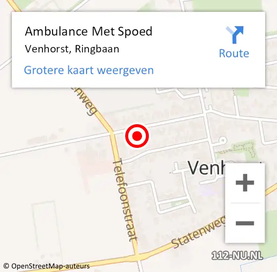 Locatie op kaart van de 112 melding: Ambulance Met Spoed Naar Venhorst, Ringbaan op 1 april 2018 06:57