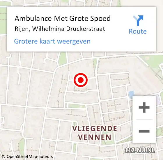 Locatie op kaart van de 112 melding: Ambulance Met Grote Spoed Naar Rijen, Wilhelmina Druckerstraat op 1 april 2018 07:19