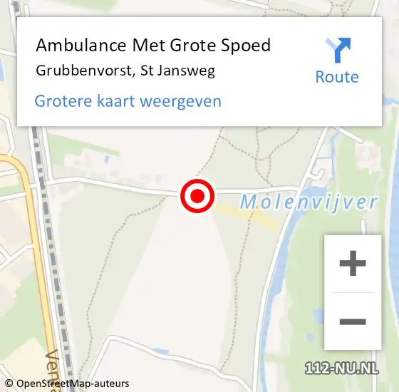 Locatie op kaart van de 112 melding: Ambulance Met Grote Spoed Naar Grubbenvorst, St Jansweg op 1 april 2018 08:12