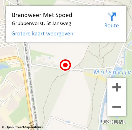 Locatie op kaart van de 112 melding: Brandweer Met Spoed Naar Grubbenvorst, St Jansweg op 1 april 2018 08:25