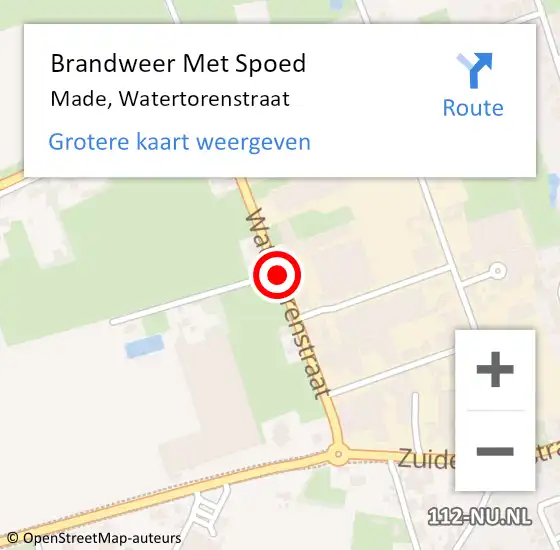 Locatie op kaart van de 112 melding: Brandweer Met Spoed Naar Made, Watertorenstraat op 1 april 2018 08:58