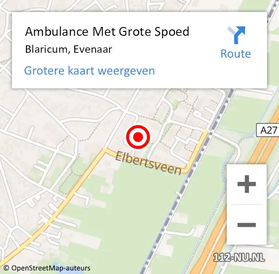 Locatie op kaart van de 112 melding: Ambulance Met Grote Spoed Naar Blaricum, Evenaar op 20 februari 2014 19:58