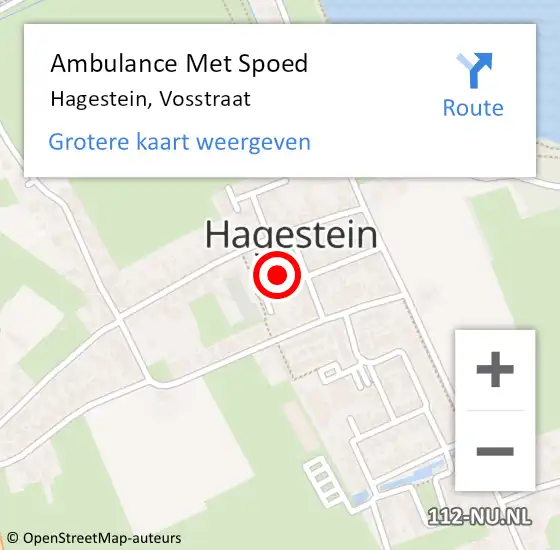 Locatie op kaart van de 112 melding: Ambulance Met Spoed Naar Hagestein, Vosstraat op 1 april 2018 09:08