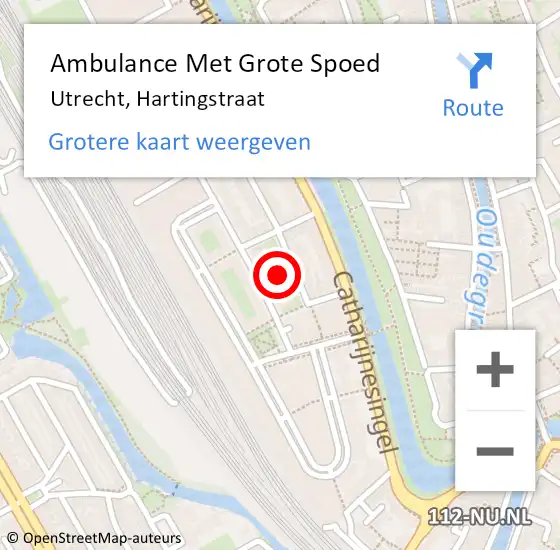 Locatie op kaart van de 112 melding: Ambulance Met Grote Spoed Naar Utrecht, Hartingstraat op 1 april 2018 09:27