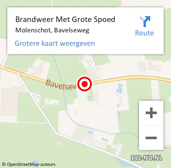 Locatie op kaart van de 112 melding: Brandweer Met Grote Spoed Naar Molenschot, Bavelseweg op 1 april 2018 09:51