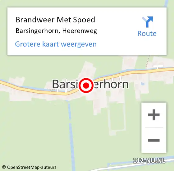 Locatie op kaart van de 112 melding: Brandweer Met Spoed Naar Barsingerhorn, Heerenweg op 1 april 2018 10:20