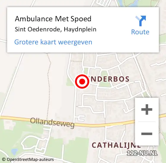 Locatie op kaart van de 112 melding: Ambulance Met Spoed Naar Sint Oedenrode, Haydnplein op 1 april 2018 11:46