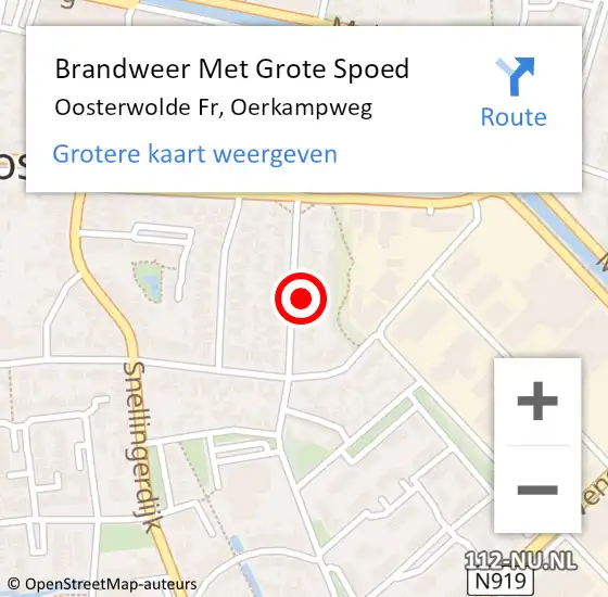 Locatie op kaart van de 112 melding: Brandweer Met Grote Spoed Naar Oosterwolde Fr, Oerkampweg op 1 april 2018 11:51