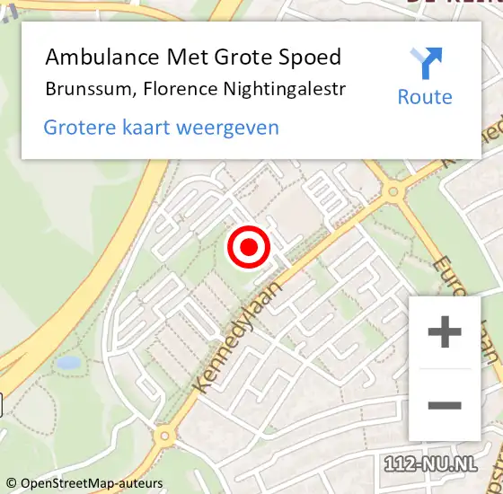 Locatie op kaart van de 112 melding: Ambulance Met Grote Spoed Naar Brunssum, Florence Nightingalestr op 20 februari 2014 20:14