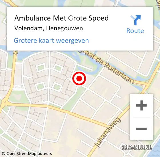 Locatie op kaart van de 112 melding: Ambulance Met Grote Spoed Naar Volendam, Henegouwen op 1 april 2018 11:59