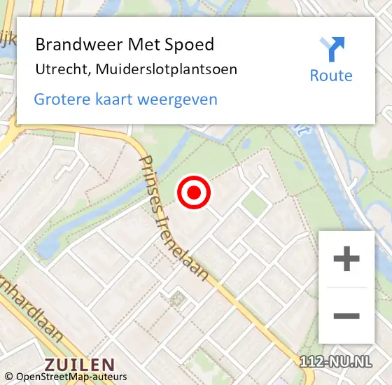 Locatie op kaart van de 112 melding: Brandweer Met Spoed Naar Utrecht, Muiderslotplantsoen op 1 april 2018 12:04