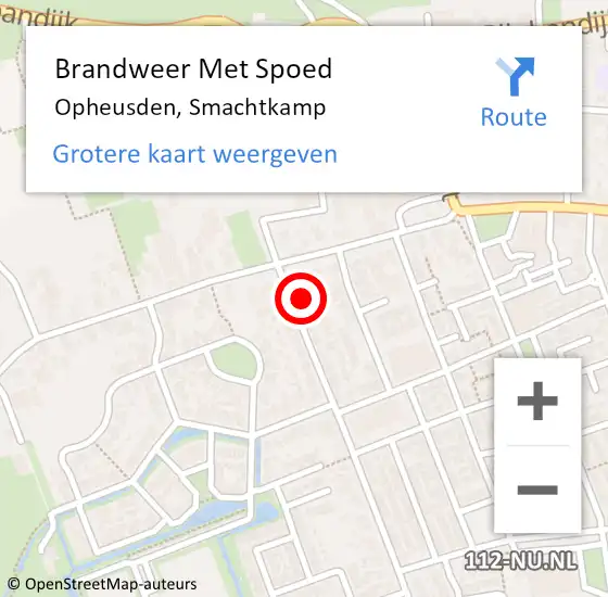 Locatie op kaart van de 112 melding: Brandweer Met Spoed Naar Opheusden, Smachtkamp op 1 april 2018 12:47