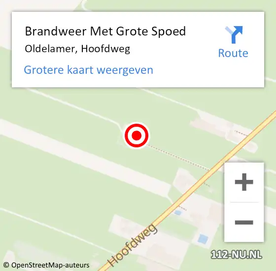 Locatie op kaart van de 112 melding: Brandweer Met Grote Spoed Naar Oldelamer, Hoofdweg op 1 april 2018 13:05