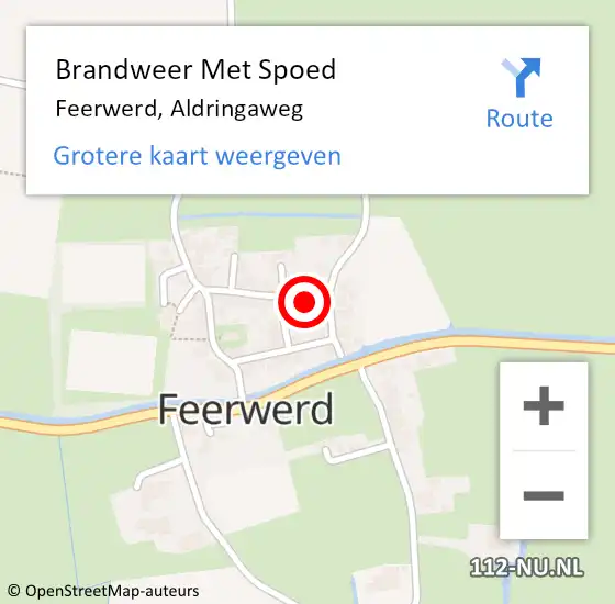 Locatie op kaart van de 112 melding: Brandweer Met Spoed Naar Feerwerd, Aldringaweg op 1 april 2018 13:23