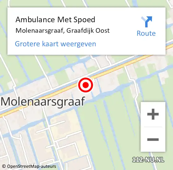 Locatie op kaart van de 112 melding: Ambulance Met Spoed Naar Molenaarsgraaf, Graafdijk Oost op 20 februari 2014 20:23