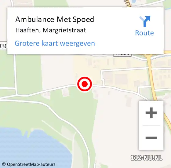 Locatie op kaart van de 112 melding: Ambulance Met Spoed Naar Haaften, Margrietstraat op 1 april 2018 13:43