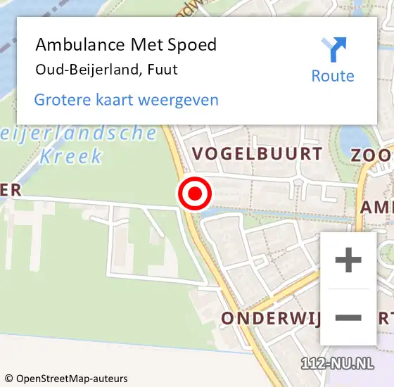 Locatie op kaart van de 112 melding: Ambulance Met Spoed Naar Oud-Beijerland, Fuut op 1 april 2018 13:44