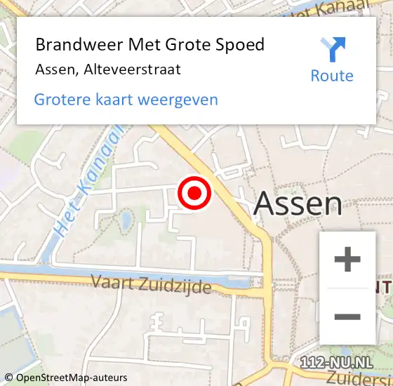 Locatie op kaart van de 112 melding: Brandweer Met Grote Spoed Naar Assen, Alteveerstraat op 1 april 2018 13:49