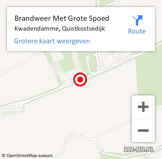 Locatie op kaart van de 112 melding: Brandweer Met Grote Spoed Naar Kwadendamme, Quistkostsedijk op 1 april 2018 13:52