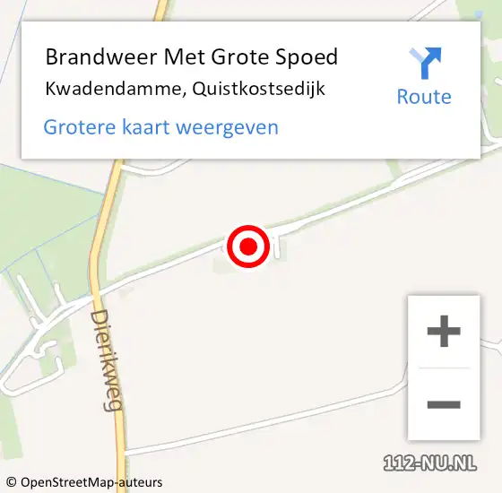 Locatie op kaart van de 112 melding: Brandweer Met Grote Spoed Naar Kwadendamme, Quistkostsedijk op 1 april 2018 14:05