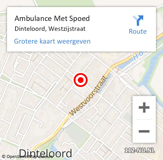 Locatie op kaart van de 112 melding: Ambulance Met Spoed Naar Dinteloord, Westzijstraat op 1 april 2018 14:29