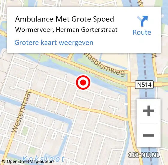 Locatie op kaart van de 112 melding: Ambulance Met Grote Spoed Naar Wormerveer, Herman Gorterstraat op 1 april 2018 14:40