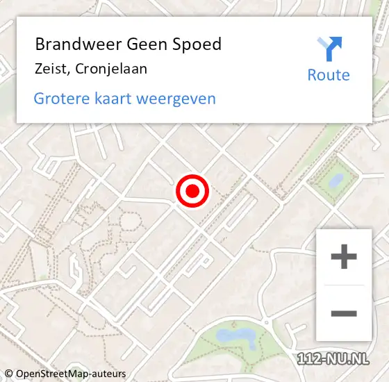 Locatie op kaart van de 112 melding: Brandweer Geen Spoed Naar Zeist, Cronjelaan op 1 april 2018 15:12