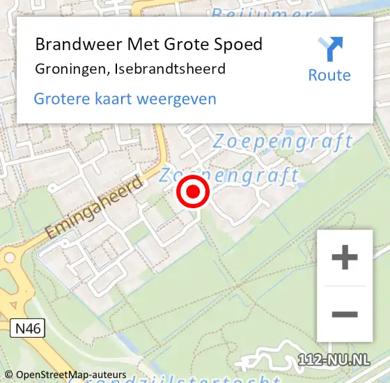 Locatie op kaart van de 112 melding: Brandweer Met Grote Spoed Naar Groningen, Isebrandtsheerd op 1 april 2018 15:13