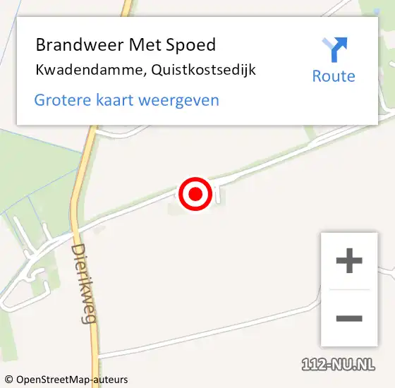 Locatie op kaart van de 112 melding: Brandweer Met Spoed Naar Kwadendamme, Quistkostsedijk op 1 april 2018 15:13