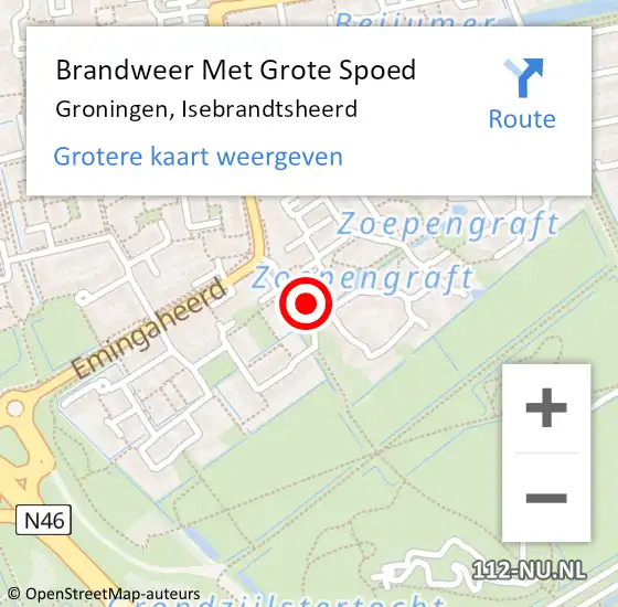 Locatie op kaart van de 112 melding: Brandweer Met Grote Spoed Naar Groningen, Isebrandtsheerd op 1 april 2018 15:16