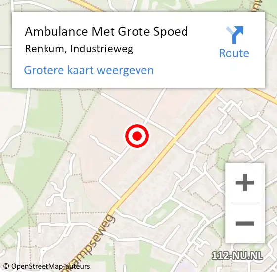 Locatie op kaart van de 112 melding: Ambulance Met Grote Spoed Naar Renkum, Industrieweg op 1 april 2018 15:25