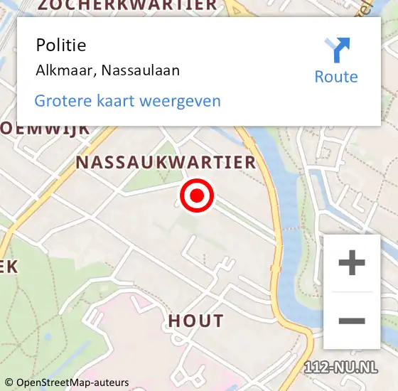 Locatie op kaart van de 112 melding: Politie Alkmaar, Nassaulaan op 1 april 2018 15:44