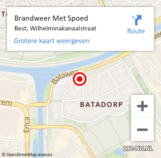 Locatie op kaart van de 112 melding: Brandweer Met Spoed Naar Best, Wilhelminakanaalstraat op 1 april 2018 15:57