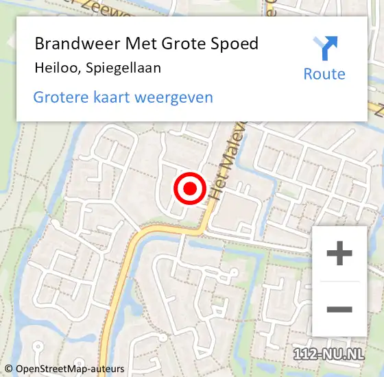 Locatie op kaart van de 112 melding: Brandweer Met Grote Spoed Naar Heiloo, Spiegellaan op 20 februari 2014 20:43