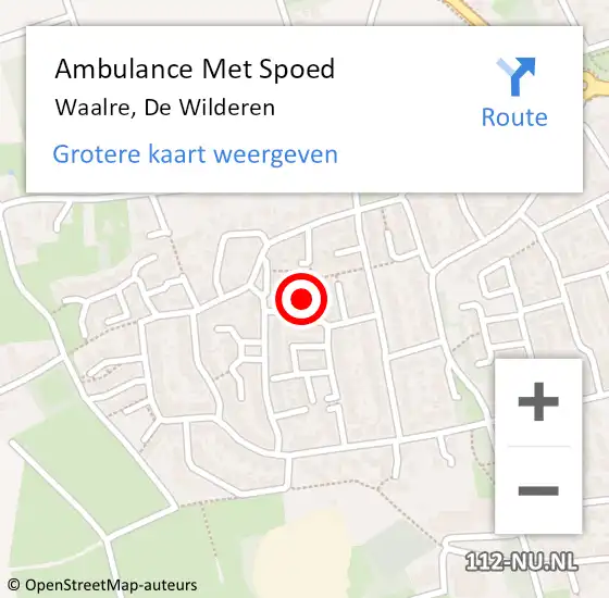 Locatie op kaart van de 112 melding: Ambulance Met Spoed Naar Waalre, De Wilderen op 1 april 2018 16:14
