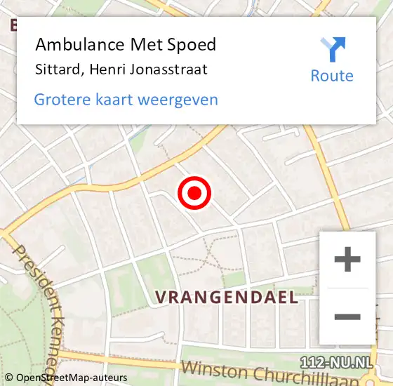 Locatie op kaart van de 112 melding: Ambulance Met Spoed Naar Sittard, Henri Jonasstraat op 20 februari 2014 20:49