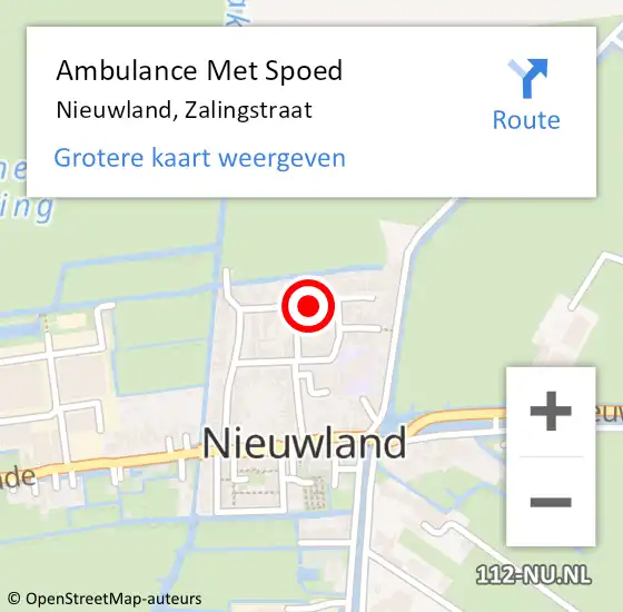 Locatie op kaart van de 112 melding: Ambulance Met Spoed Naar Nieuwland, Zalingstraat op 1 april 2018 17:01